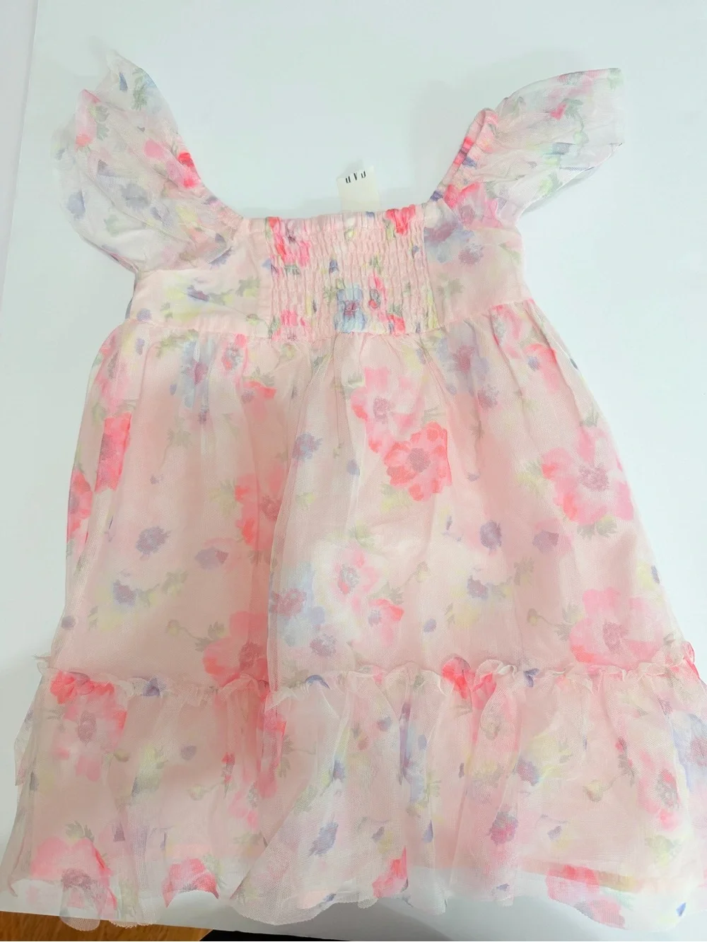 GAP Day Dress in Off-White/Pink/Multi-Coloured, airy tulle dress size XS 4-5